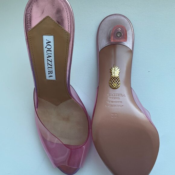 Aquazzura Tequila Pink PVC Mule Heels Size 38 | Made in Italy - Picture 4 of 4
